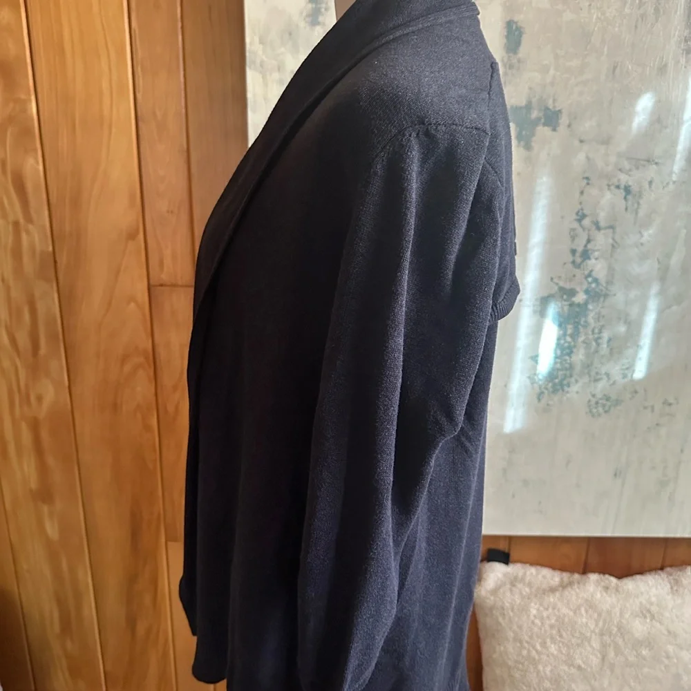 CAbi Cabi Women's Med.  Cardigan Sweater Blue Open Front Vented Back Victoria